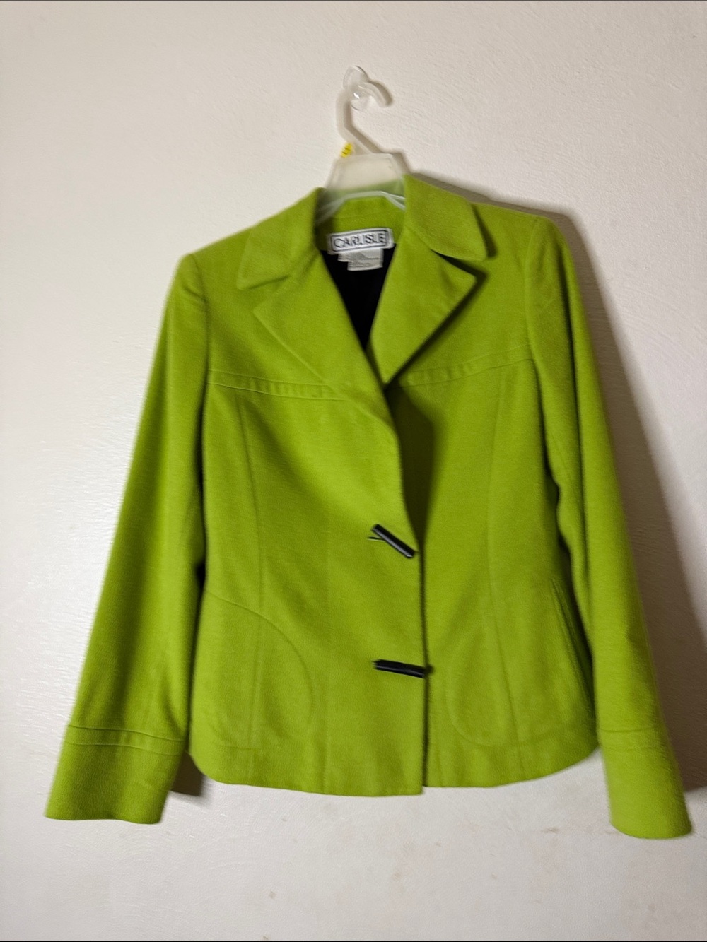 Carlisle  Lime Green  wool, angora,cashmere Tailored Blazer with toggle buttons